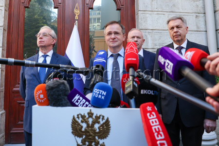 Russian Presidential Aide Medinsky makes press statement in Istanbul
