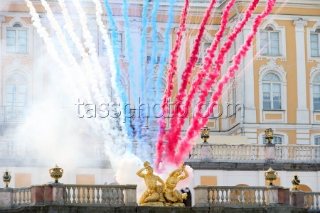 Spring fountain festival in St Petersburg, Russia
