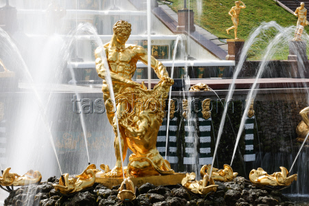 Spring fountain festival in St Petersburg, Russia