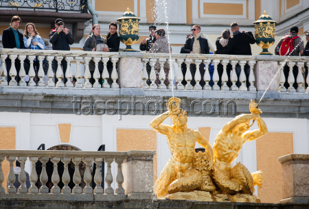 Spring fountain festival in St Petersburg, Russia