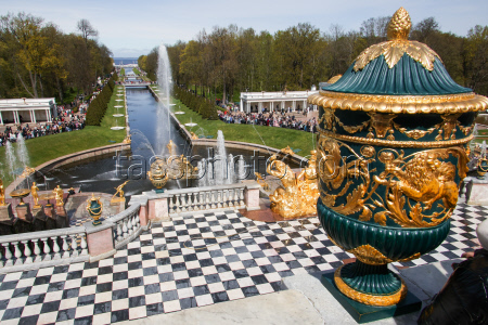 Spring fountain festival in St Petersburg, Russia