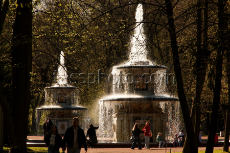 Spring fountain festival in St Petersburg, Russia