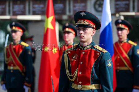 Chinese delegation in Victory Park in Kazan, Russia