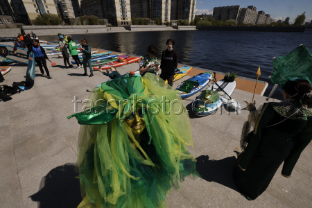 SUP (Stand Up Paddleboarding) festival prior the XI Nevsky International Ecological Congress in St. Petersburg