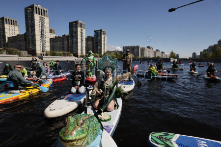 SUP (Stand Up Paddleboarding) festival prior the XI Nevsky International Ecological Congress in St. Petersburg