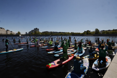 SUP (Stand Up Paddleboarding) festival prior the XI Nevsky International Ecological Congress in St. Petersburg