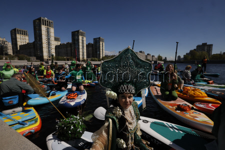 SUP (Stand Up Paddleboarding) festival prior the XI Nevsky International Ecological Congress in St. Petersburg