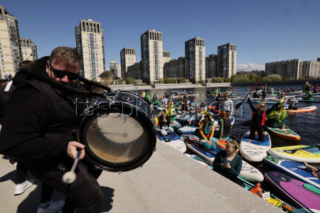 SUP (Stand Up Paddleboarding) festival prior the XI Nevsky International Ecological Congress in St. Petersburg