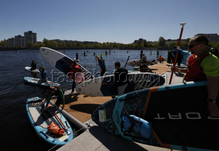 SUP (Stand Up Paddleboarding) festival prior the XI Nevsky International Ecological Congress in St. Petersburg