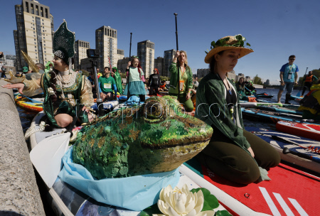 SUP (Stand Up Paddleboarding) festival prior the XI Nevsky International Ecological Congress in St. Petersburg