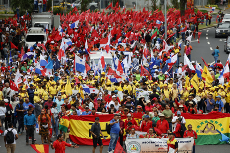 Protest against social security law and the security agreement with the U.S.