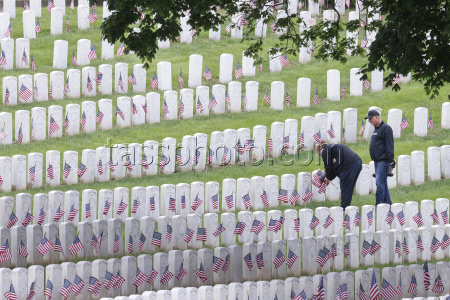 Flags placed on military veteran graves for Memorial Day in Brooklyn