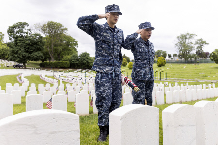 Flags placed on military veteran graves for Memorial Day in Brooklyn
