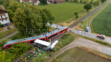 Several injured in collision between train and truck