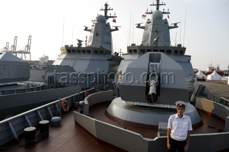 Russian Navy ships visit the port of Tanjung Priok in Indonesia