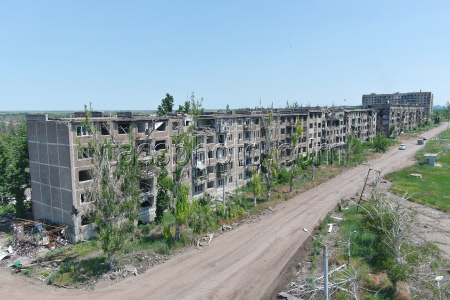 Demining and demolition of destroyed buildings in Donetsk People's Republic