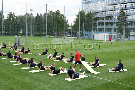 Russian men's national football team in training near Moscow