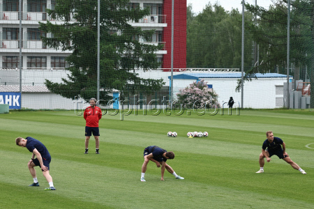 Russian men's national football team in training near Moscow