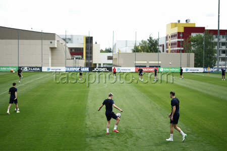 Russian men's national football team in training near Moscow
