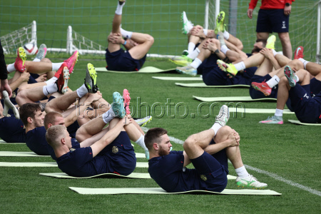 Russian men's national football team in training near Moscow