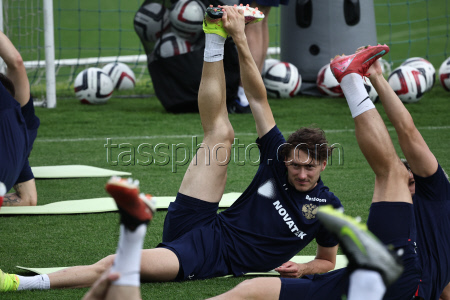 Russian men's national football team in training near Moscow