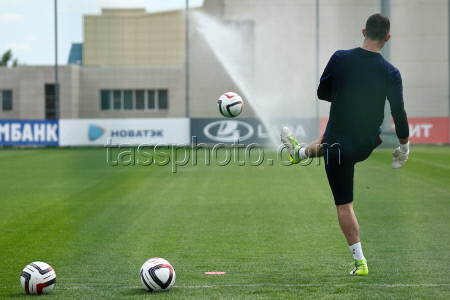 Russian men's national football team in training near Moscow